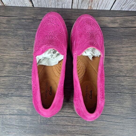 Clark's Trish Calla Hot Pink Slip On Perforated Loafer Women's Sz 7.5 M (NWOB) - Picture 6 of 9